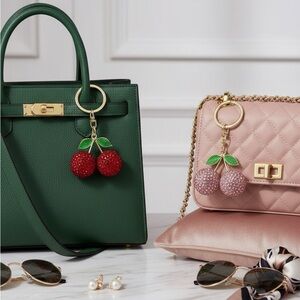 Cherry Keychain with Red or Pink Crystals. Select one.